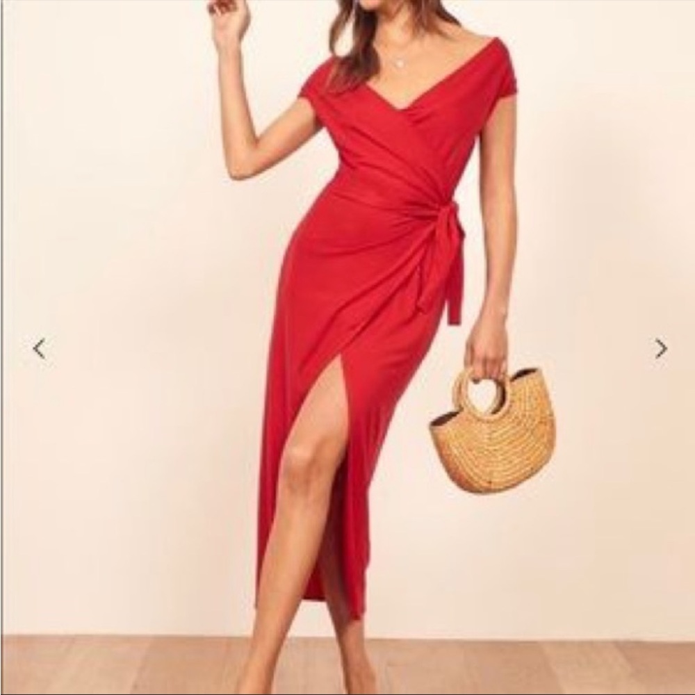 NWOT Reformation “sage” dress in red